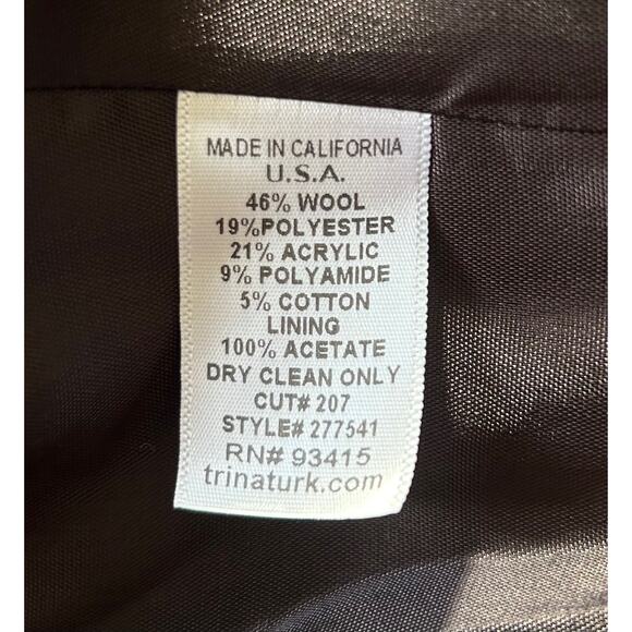 Trina Turk Women’s Size 12 Wool Blend Tweed Blazer Bow Detail - Picture 7 of 7